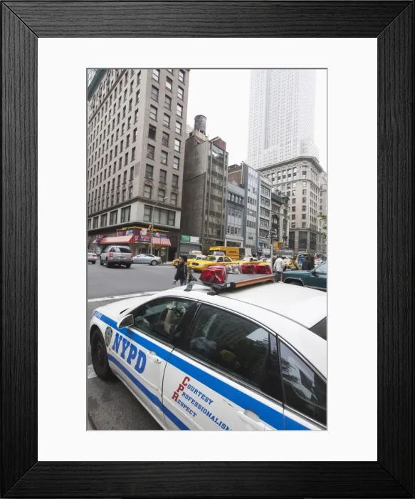 Framed Print : Police car on Broadway, Manhattan, New York City, New York, United States of America Framed Print : Police car on Broadway, Manhattan, New York City, New York, United States of America