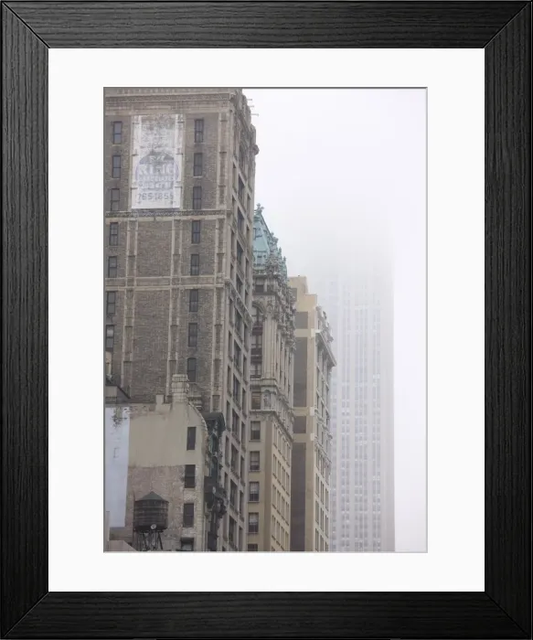 Framed Print : Broadway and Empire State Building shrouded in mist, Manhattan, New York City Framed Print : Broadway and Empire State Building shrouded in mist, Manhattan, New York City