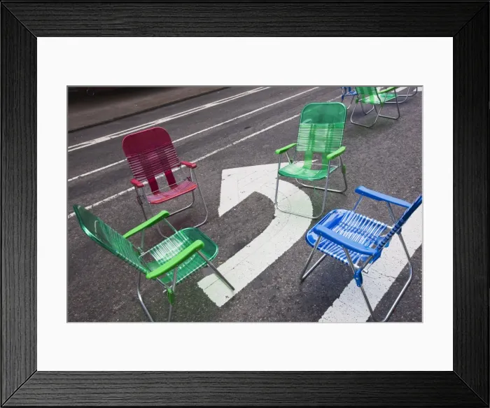 Framed Print : Garden chairs for pedestrians in Times Square, Midtown, Manhattan, New York City Framed Print : Garden chairs for pedestrians in Times Square, Midtown, Manhattan, New York City