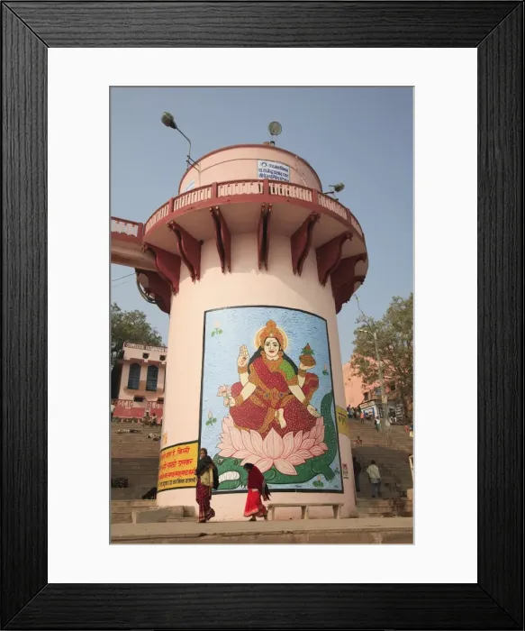Framed Print : Mural of Lakshmi, Goddess of Wealth, on a water tower, Dasaswamedh Ghat Framed Print : Mural of Lakshmi, Goddess of Wealth, on a water tower, Dasaswamedh Ghat
