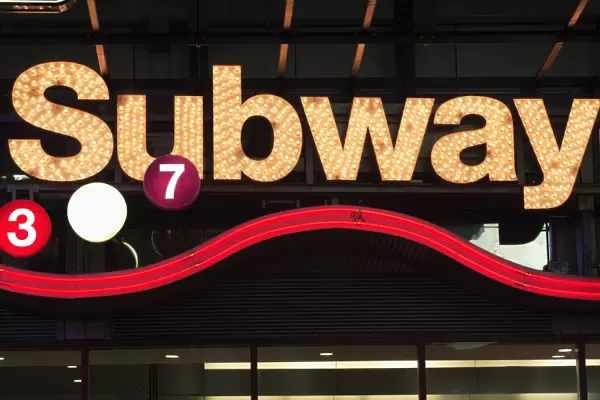 Neon Subway sign, Times Square, Manhattan, New York City, United States of America