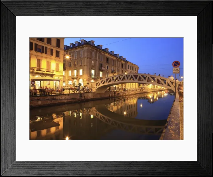 Framed Print : Naviglio Grande at dusk, Milan, Lombardy, Italy, Europe Framed Print : Naviglio Grande at dusk, Milan, Lombardy, Italy, Europe