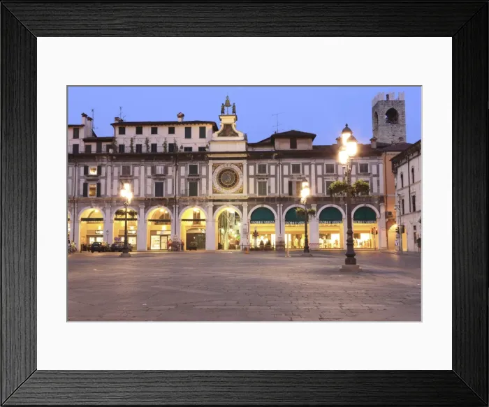 Framed Print : Piazza della Loggia at dusk, Brescia, Lombardy, Italy, Europe Framed Print : Piazza della Loggia at dusk, Brescia, Lombardy, Italy, Europe
