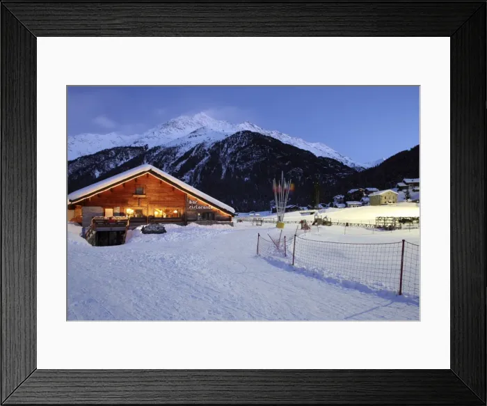 Framed Print : Santa Caterina Valfurva at dusk, Valtellina, Lombardy, Italy, Europe