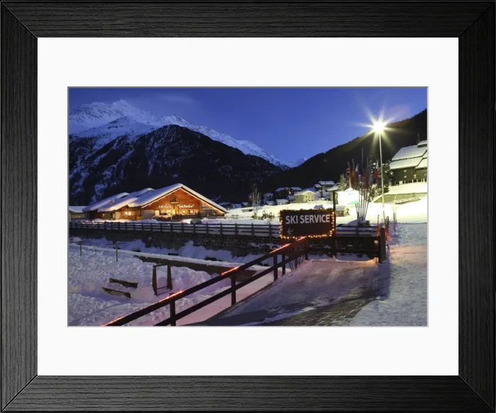 Framed Print : Santa Caterina Valfurva at dusk, Valtellina, Lombardy, Italy, Europe