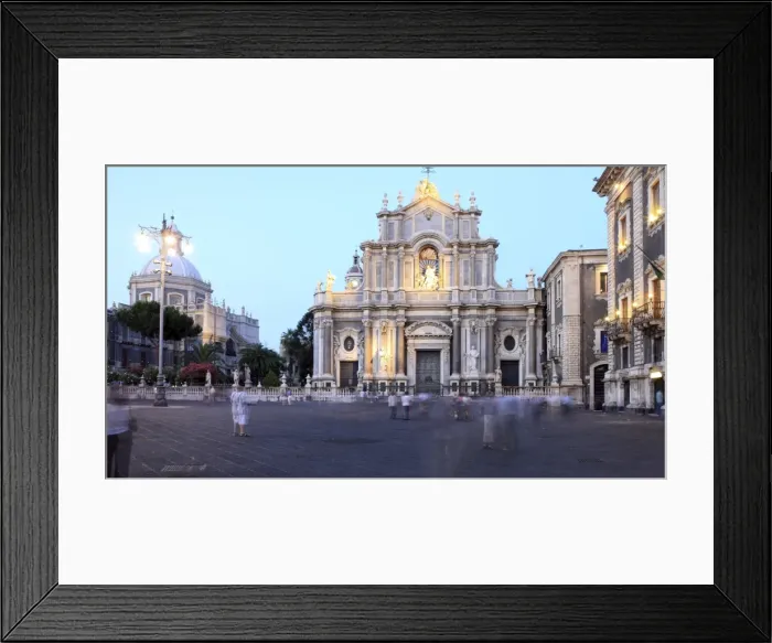Framed Print : Piazza Duomo at dusk, Catania, Sicily, Italy, Europe