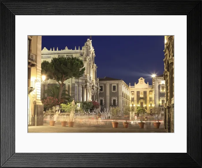 Framed Print : Piazza Duomo with Porta Uzeda in the background, at night, Catania, Sicily, Italy, Europe Framed Print : Piazza Duomo with Porta Uzeda in the background, at night, Catania, Sicily, Italy, Europe