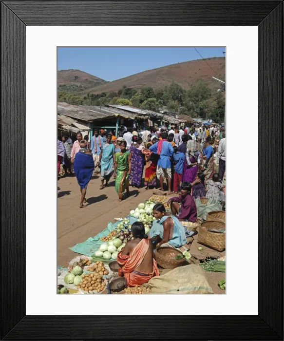 Framed Print : Bonda tribeswomen come down from the hills to sell vegetables in the weekly market in Onukudelli Framed Print : Bonda tribeswomen come down from the hills to sell vegetables in the weekly market in Onukudelli