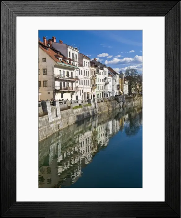 Framed Print : Houses along the River Ljubljanica in Ljubljana, Slovenia, Europe