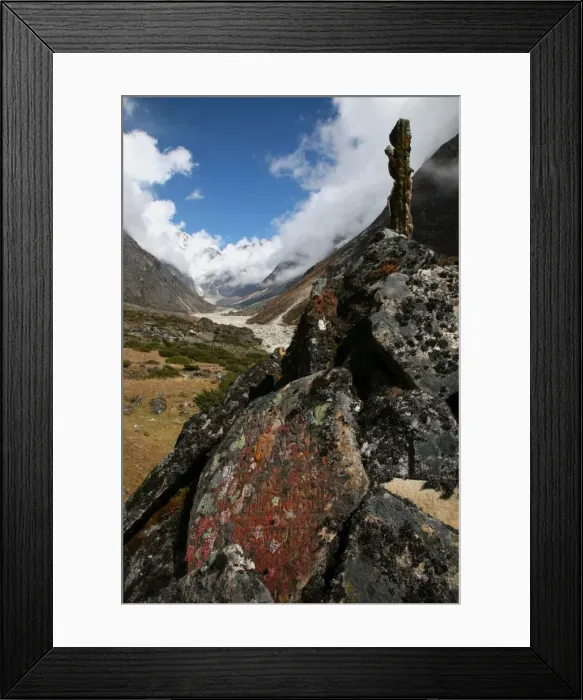 Framed Print : Lichen grows on an old Buddhist mani wall (prayer wall) constructed on the trail from Lukla to Tangnag, near Mera Peak, Khumbu region, Nepal Framed Print : Lichen grows on an old Buddhist mani wall (prayer wall) constructed on the trail from Lukla to Tangnag, near Mera Peak, Khumbu region, Nepal