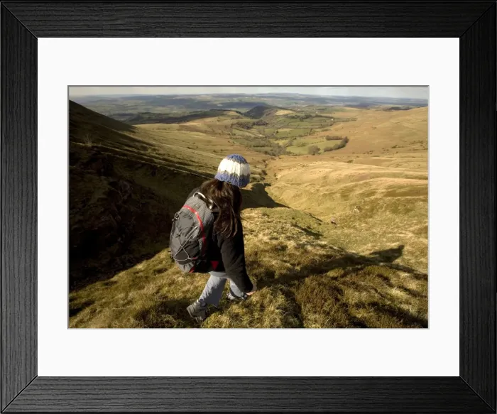 Framed Print : A hiker enjoys solitude in the hills above Hay-on-Wye, on the eastern edge of the Brecon Beacons National Park, Monmouthshire, Wales, United Framed Print : A hiker enjoys solitude in the hills above Hay-on-Wye, on the eastern edge of the Brecon Beacons National Park, Monmouthshire, Wales, United