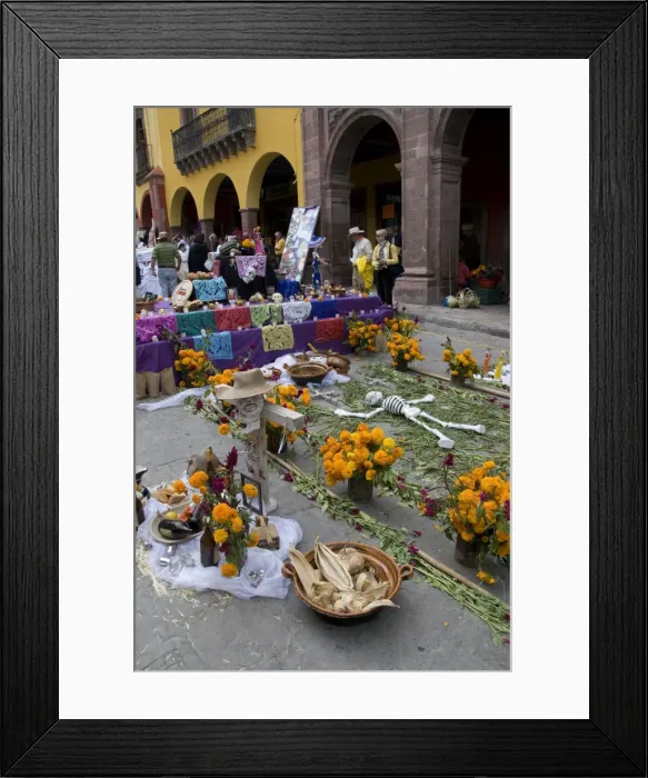 Framed Print : Decorations for the Day of the Dead festival, Plaza Principal, San Miguel de Allende Framed Print : Decorations for the Day of the Dead festival, Plaza Principal, San Miguel de Allende