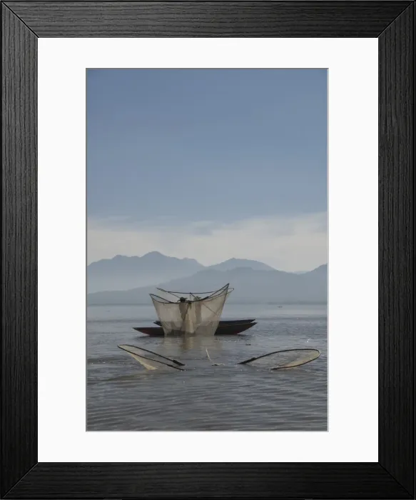 Framed Print : Fishermen with traditional butterfly nets, Lago de la Patzcuaro, Patzcuaro Framed Print : Fishermen with traditional butterfly nets, Lago de la Patzcuaro, Patzcuaro