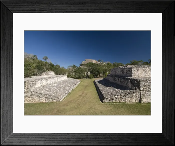 Framed Print : The Ball Court in foreground and Acropolis in the background, Ek Balam Framed Print : The Ball Court in foreground and Acropolis in the background, Ek Balam