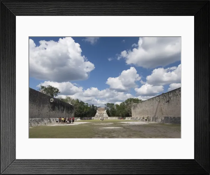 Framed Print : Guide lecturing to tourists in the Great Ball Court (Gran Juego de Pelota) Framed Print : Guide lecturing to tourists in the Great Ball Court (Gran Juego de Pelota)