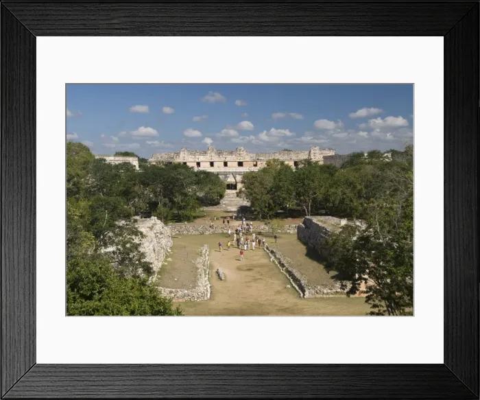 Framed Print : Overview of ball court in foreground and Cuadrangulo de las Monjas (Nuns Quadrangle) in background, Uxmal, UNESCO World Heritage Site, Yucatan, Mexico Framed Print : Overview of ball court in foreground and Cuadrangulo de las Monjas (Nuns Quadrangle) in background, Uxmal, UNESCO World Heritage Site, Yucatan, Mexico