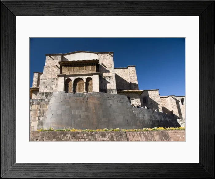 Framed Print : Wall in the foreground of the Inca ruin of Coricancha, with the church of Santo Domingo in the background, Cuzco, Peru Framed Print : Wall in the foreground of the Inca ruin of Coricancha, with the church of Santo Domingo in the background, Cuzco, Peru