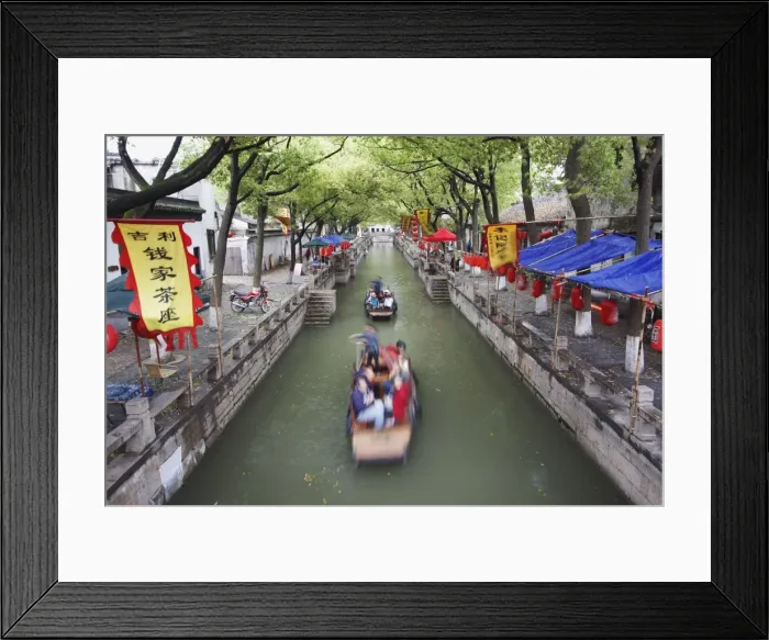 Framed Print : Boats taking tourists along canal, Tongli, Jiangsu, China, Asia Framed Print : Boats taking tourists along canal, Tongli, Jiangsu, China, Asia