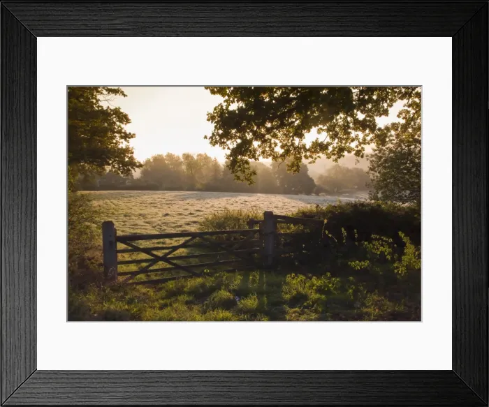 Framed Print : Early morning sun on frosty farmland at Fordcombe, Kent, England, United Kingdom, Europe