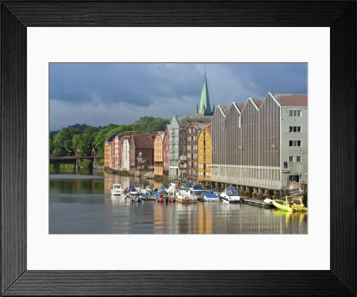 Framed Print : Buildings along the River Nid in Trondheim, Norway, Scandinavia, Europe