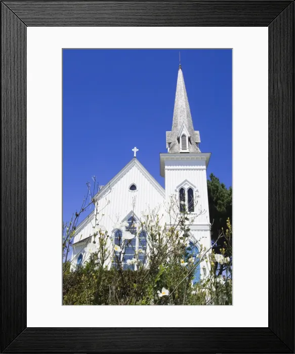 Framed Print : Historic Presbyterian church in Mendocino, California, United States of America Framed Print : Historic Presbyterian church in Mendocino, California, United States of America