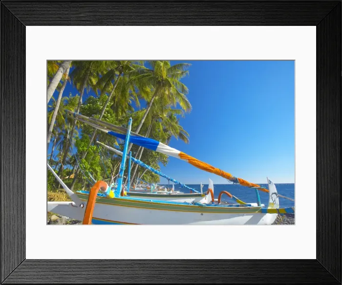 Framed Print : Traditional Indonesian fishing boats at the beach, North coast, Bali, Indonesia Framed Print : Traditional Indonesian fishing boats at the beach, North coast, Bali, Indonesia