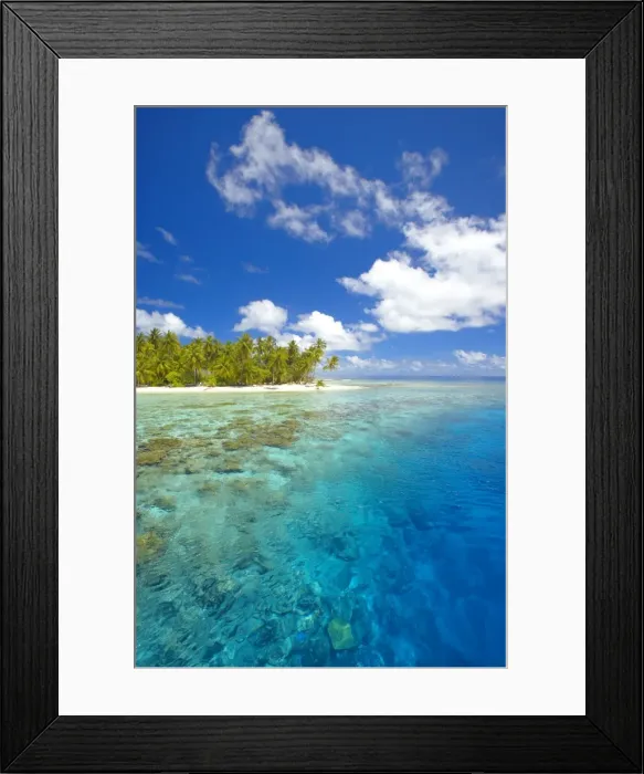 Framed Print : Island and reef, Maldives, Indian Ocean, Asia