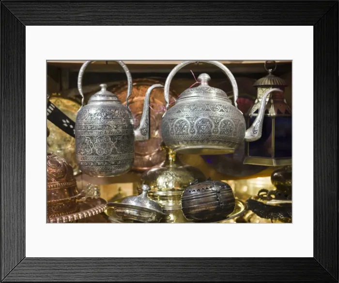 Framed Print : Traditional ornate kettles for sale, Grand Bazaar (Great Bazaar), Istanbul Framed Print : Traditional ornate kettles for sale, Grand Bazaar (Great Bazaar), Istanbul