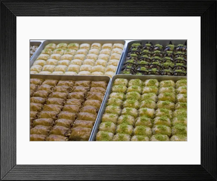 Framed Print : Baklava for sale, Istanbul, Turkey, Europe Framed Print : Baklava for sale, Istanbul, Turkey, Europe