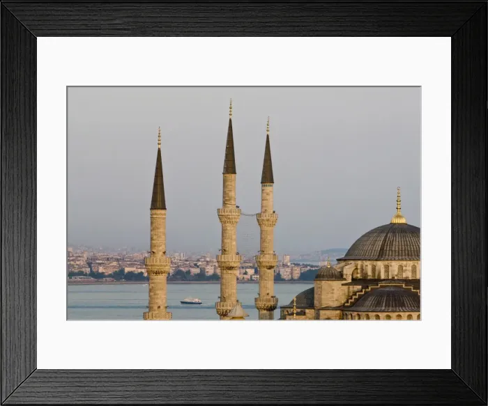 Framed Print : Minarets and dome of Blue Mosque with Bosphorus in background, Istanbul, Turkey, Europe Framed Print : Minarets and dome of Blue Mosque with Bosphorus in background, Istanbul, Turkey, Europe
