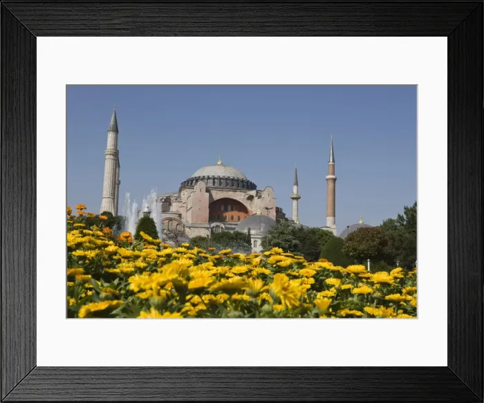 Framed Print : Hagha Sophia with flowers in foreground, UNESCO World Heritage Site, Sultanahmet Square Framed Print : Hagha Sophia with flowers in foreground, UNESCO World Heritage Site, Sultanahmet Square