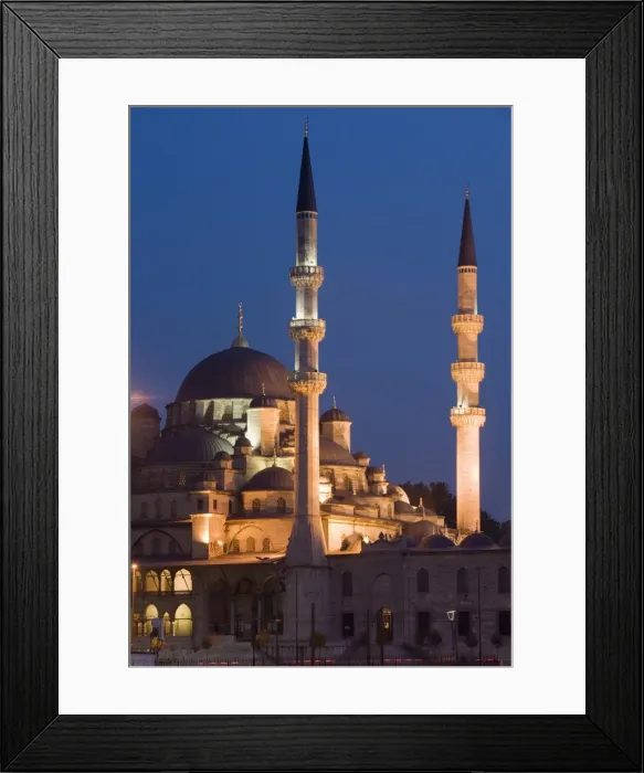 Framed Print : New Mosque illuminated in the evening, Istanbul, Turkey, Europe Framed Print : New Mosque illuminated in the evening, Istanbul, Turkey, Europe