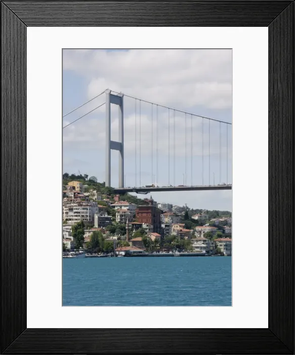 Framed Print : The town of Rumeli Hisari and the Fatih Mehmet Bridge on the Bosphorus Framed Print : The town of Rumeli Hisari and the Fatih Mehmet Bridge on the Bosphorus
