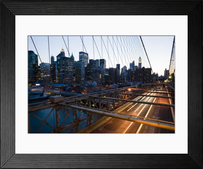 Framed Print : Brooklyn Bridge in the evening, Manhattan, New York, United States of America Framed Print : Brooklyn Bridge in the evening, Manhattan, New York, United States of America