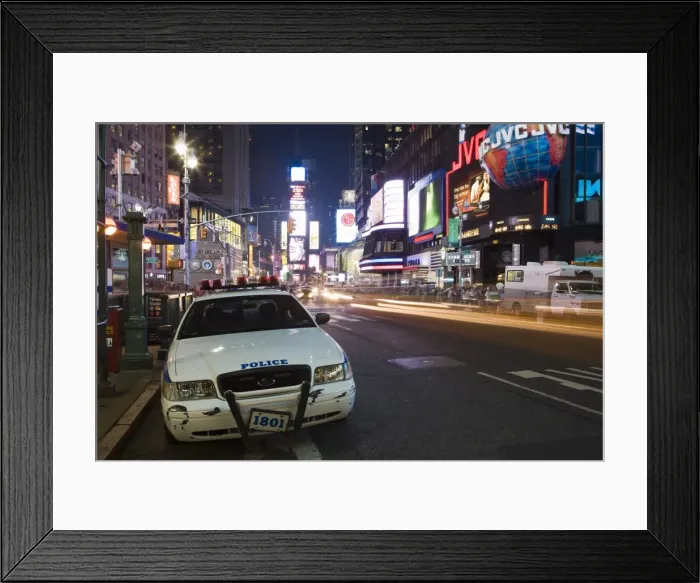 Framed Print : NYPD police car parked at Times Square at night, Manhattan, New York, United States of America Framed Print : NYPD police car parked at Times Square at night, Manhattan, New York, United States of America