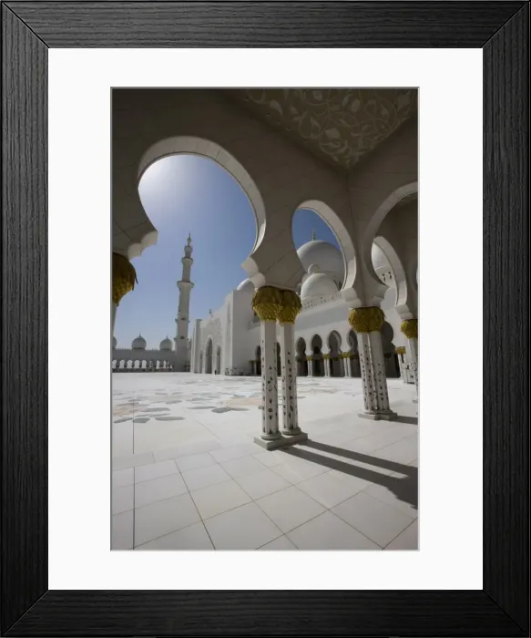 Framed Print : Arches and columns of the decorative courtyard of the new Sheikh Zayed Bin Sultan Al Nahyan Mosque Framed Print : Arches and columns of the decorative courtyard of the new Sheikh Zayed Bin Sultan Al Nahyan Mosque