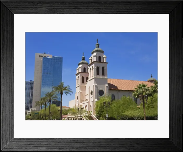 Framed Print : St. Marys Basilica and Chase Tower, Phoenix, Arizona, United States of America Framed Print : St. Marys Basilica and Chase Tower, Phoenix, Arizona, United States of America