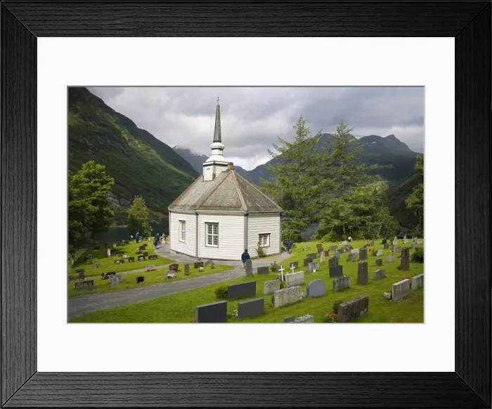 Framed Print : Geiranger village church, Geiranger, Geirangerfjord, Northern Fjord Region Framed Print : Geiranger village church, Geiranger, Geirangerfjord, Northern Fjord Region