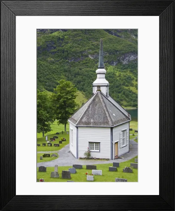 Framed Print : Geiranger village church, Geiranger, Geirangerfjord, Northern Fjord Region Framed Print : Geiranger village church, Geiranger, Geirangerfjord, Northern Fjord Region