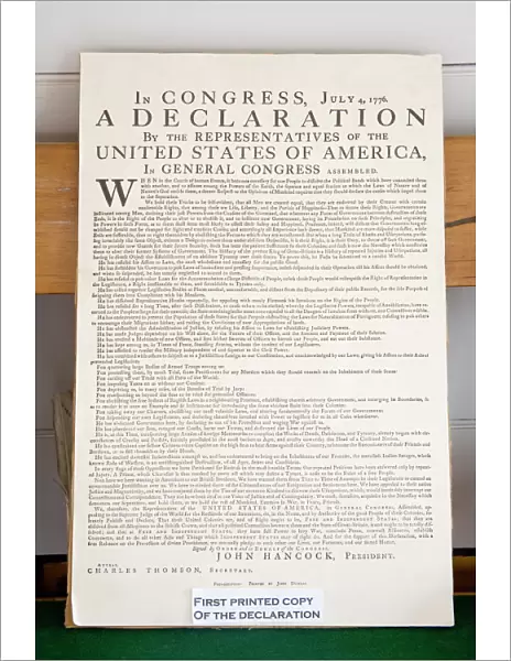 Copy of The Declaration of Independence in Free Quarker Meeting House, Independence National Historical Park, Philadelphia, Pennsylvania, United States of America