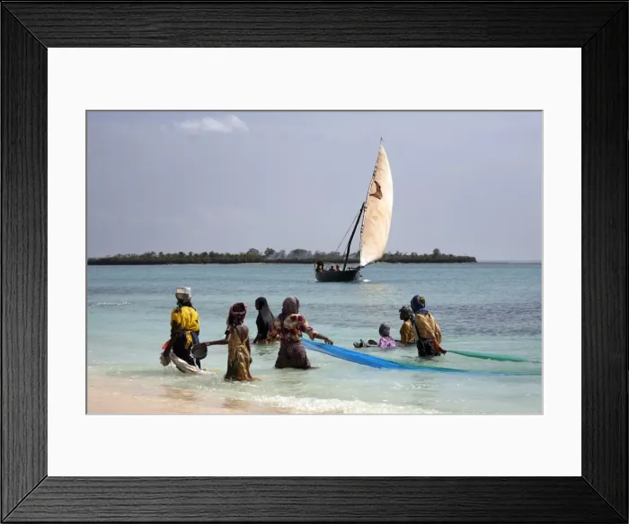 Framed Print : Women fishing on Kendwa Beach, Zanzibar, Tanzania, East Africa, Africa Framed Print : Women fishing on Kendwa Beach, Zanzibar, Tanzania, East Africa, Africa