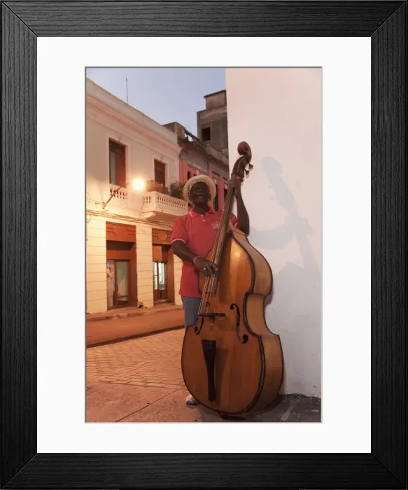 Framed Print : Bass player, Santiago de Cuba, Cuba, West Indies, Central America Framed Print : Bass player, Santiago de Cuba, Cuba, West Indies, Central America