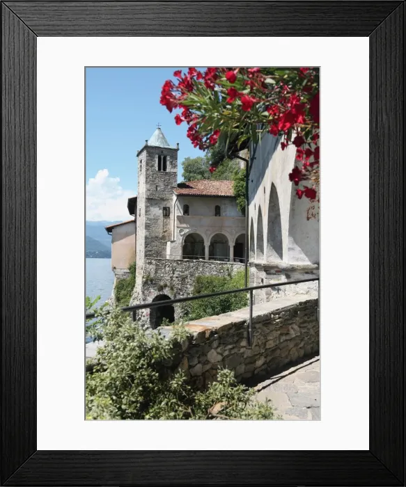 Framed Print : Santa Caterina del Sasso Monastery, Lake Maggiore, Lombardy, Italy, Europe