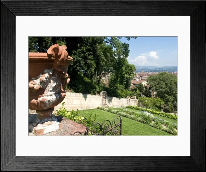 Framed Print : Panoramic view out over Florence from the Bardini Garden, The Bardini Garden Framed Print : Panoramic view out over Florence from the Bardini Garden, The Bardini Garden
