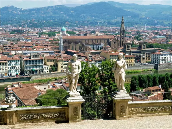 Panoramic view over River Arno and Florence from the Bardini Gardens, Bardini Garden