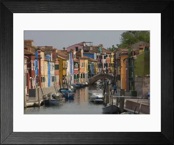 Framed Print : Pastel coloured houses alongside a canal in Burano, Venetian Lagoon, Venice Framed Print : Pastel coloured houses alongside a canal in Burano, Venetian Lagoon, Venice