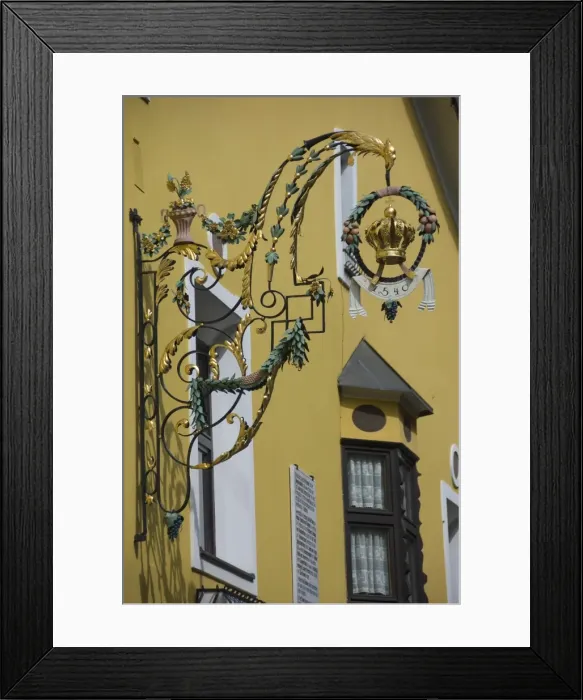 Framed Print : Bracket sign on the Old Brewery, Vipiteno, Italy, Europe Framed Print : Bracket sign on the Old Brewery, Vipiteno, Italy, Europe