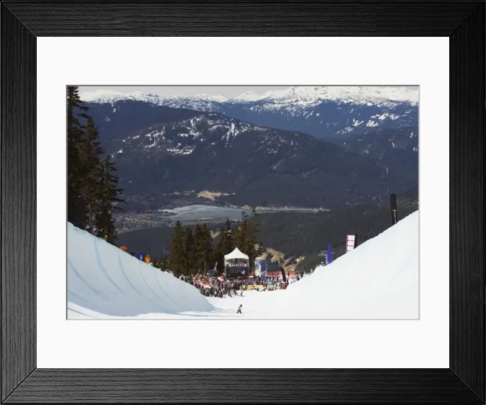 Framed Print : Telus Festival half pipe competition, Whistler mountain resort, venue of the 2010 Winter Olympic Games, British Columbia, Canada Framed Print : Telus Festival half pipe competition, Whistler mountain resort, venue of the 2010 Winter Olympic Games, British Columbia, Canada