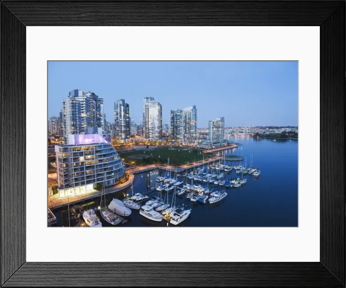 Framed Print : Boats moored on the waterfront in False Creek Harbour, Vancouver, British Columbia Framed Print : Boats moored on the waterfront in False Creek Harbour, Vancouver, British Columbia