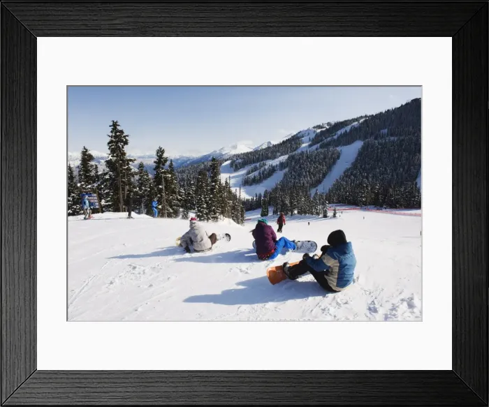 Framed Print : Snowboarders at Whistler mountain resort, venue of the 2010 Winter Olympic Games Framed Print : Snowboarders at Whistler mountain resort, venue of the 2010 Winter Olympic Games
